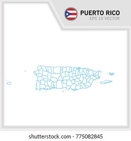 Puerto Rico map and flag in white background