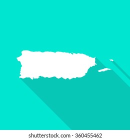 Puerto Rico map flat simple style with long shadow.