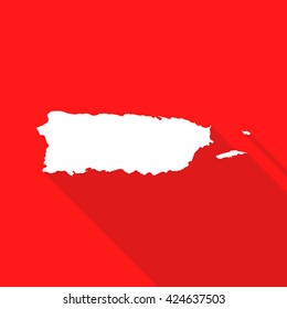 Puerto Rico map flat simple style with long shadow.