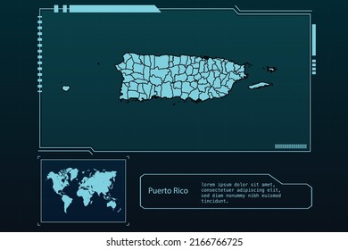 Puerto Rico Map Futuristic  infographic Map element collection background