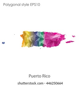 Puerto Rico map in geometric polygonal style.Abstract gems triangle,modern design background. Vector illustration EPS10