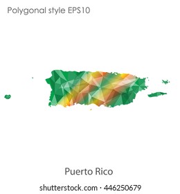 Puerto Rico map in geometric polygonal style.Abstract gems triangle,modern design background. Vector illustration EPS10