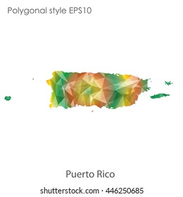 Puerto Rico map in geometric polygonal style.Abstract gems triangle,modern design background. Vector illustration EPS10