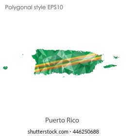 Puerto Rico map in geometric polygonal style.Abstract gems triangle,modern design background. Vector illustration EPS10