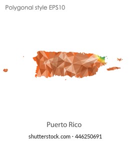 Puerto Rico map in geometric polygonal style.Abstract gems triangle,modern design background. Vector illustration EPS10