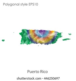Puerto Rico map in geometric polygonal style.Abstract gems triangle,modern design background. Vector illustration EPS10