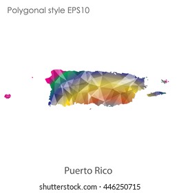 Puerto Rico map in geometric polygonal style.Abstract gems triangle,modern design background. Vector illustration EPS10