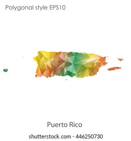Puerto Rico map in geometric polygonal style.Abstract gems triangle,modern design background. Vector illustration EPS10