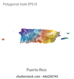 Puerto Rico map in geometric polygonal style.Abstract gems triangle,modern design background. Vector illustration EPS10