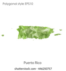 Puerto Rico map in geometric polygonal style.Abstract gems triangle,modern design background. Vector illustration EPS10