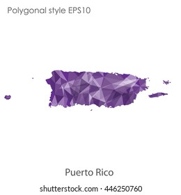 Puerto Rico map in geometric polygonal style.Abstract gems triangle,modern design background. Vector illustration EPS10