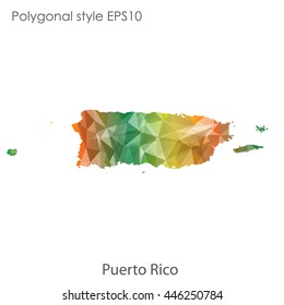 Puerto Rico map in geometric polygonal style.Abstract gems triangle,modern design background. Vector illustration EPS10