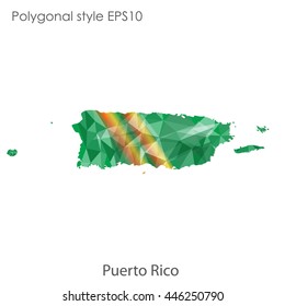 Puerto Rico map in geometric polygonal style.Abstract gems triangle,modern design background. Vector illustration EPS10