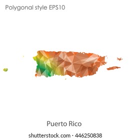 Puerto Rico map in geometric polygonal style.Abstract gems triangle,modern design background. Vector illustration EPS10