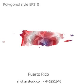 Puerto Rico map in geometric polygonal style.Abstract gems triangle,modern design background. Vector illustration EPS10