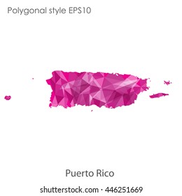 Puerto Rico map in geometric polygonal style.Abstract gems triangle,modern design background. Vector illustration EPS10