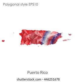 Puerto Rico map in geometric polygonal style.Abstract gems triangle,modern design background. Vector illustration EPS10
