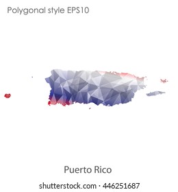 Puerto Rico map in geometric polygonal style.Abstract gems triangle,modern design background. Vector illustration EPS10