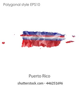 Puerto Rico map in geometric polygonal style.Abstract gems triangle,modern design background. Vector illustration EPS10
