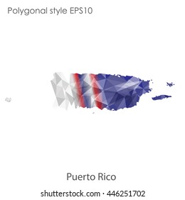 Puerto Rico map in geometric polygonal style.Abstract gems triangle,modern design background. Vector illustration EPS10