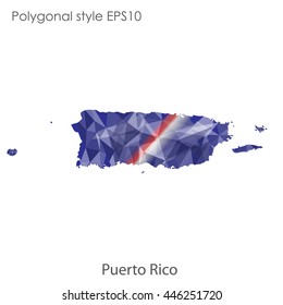 Puerto Rico map in geometric polygonal style.Abstract gems triangle,modern design background. Vector illustration EPS10