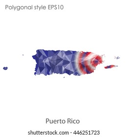 Puerto Rico map in geometric polygonal style.Abstract gems triangle,modern design background. Vector illustration EPS10
