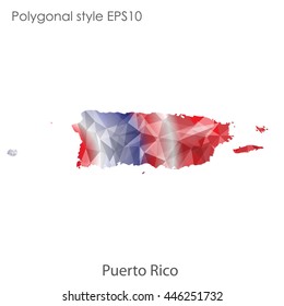 Puerto Rico map in geometric polygonal style.Abstract gems triangle,modern design background. Vector illustration EPS10