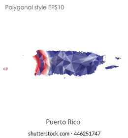 Puerto Rico map in geometric polygonal style.Abstract gems triangle,modern design background. Vector illustration EPS10