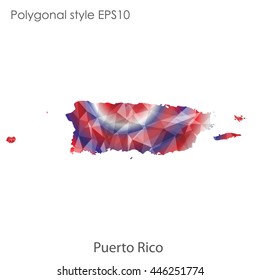 Puerto Rico map in geometric polygonal style.Abstract gems triangle,modern design background. Vector illustration EPS10