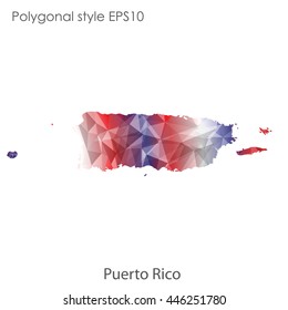 Puerto Rico map in geometric polygonal style.Abstract gems triangle,modern design background. Vector illustration EPS10