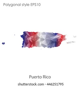 Puerto Rico map in geometric polygonal style.Abstract gems triangle,modern design background. Vector illustration EPS10