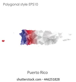 Puerto Rico map in geometric polygonal style.Abstract gems triangle,modern design background. Vector illustration EPS10
