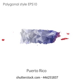Puerto Rico map in geometric polygonal style.Abstract gems triangle,modern design background. Vector illustration EPS10