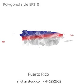 Puerto Rico map in geometric polygonal style.Abstract gems triangle,modern design background. Vector illustration EPS10