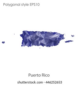 Puerto Rico map in geometric polygonal style.Abstract gems triangle,modern design background. Vector illustration EPS10