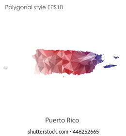 Puerto Rico map in geometric polygonal style.Abstract gems triangle,modern design background. Vector illustration EPS10