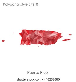 Puerto Rico map in geometric polygonal style.Abstract gems triangle,modern design background. Vector illustration EPS10