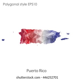 Puerto Rico map in geometric polygonal style.Abstract gems triangle,modern design background. Vector illustration EPS10