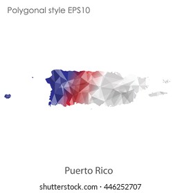 Puerto Rico map in geometric polygonal style.Abstract gems triangle,modern design background. Vector illustration EPS10