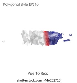 Puerto Rico map in geometric polygonal style.Abstract gems triangle,modern design background. Vector illustration EPS10