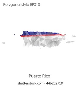 Puerto Rico map in geometric polygonal style.Abstract gems triangle,modern design background. Vector illustration EPS10