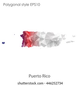 Puerto Rico map in geometric polygonal style.Abstract gems triangle,modern design background. Vector illustration EPS10