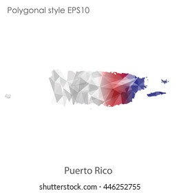 Puerto Rico map in geometric polygonal style.Abstract gems triangle,modern design background. Vector illustration EPS10