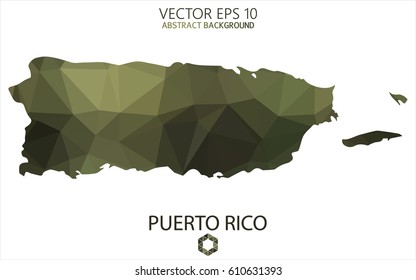 Puerto Rico map in geometric polygonal military style.Abstract tessellation,modern design background. Vector illustration eps 10.