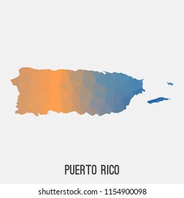 Puerto Rico map in geometric polygonal,mosaic style.Abstract tessellation,modern design background,low poly. Geometric cover, mockup. Vector illustration.