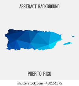 Puerto Rico map in geometric polygonal,mosaic style.Abstract tessellation,modern design background,low poly. Vector illustration.