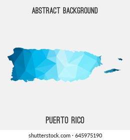 Puerto Rico map in geometric polygonal,mosaic style in blue shades.Abstract tessellation,modern design background,low poly. Vector illustration.