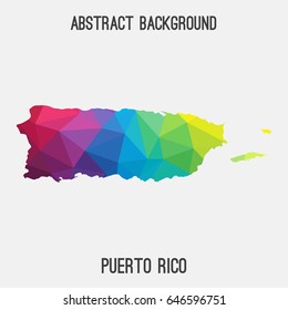 Puerto Rico map in geometric polygonal,mosaic style in rainbow colors.Abstract tessellation,modern design background,low poly. Vector illustration.