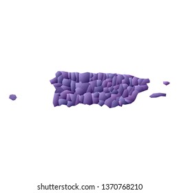 Puerto Rico map. Geometric style outline with counties. Emotional violet vector illustration.