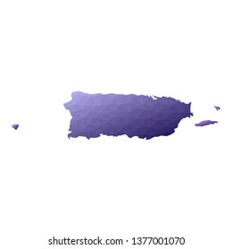 Puerto Rico map. Geometric style country outline. Excellent violet vector illustration.